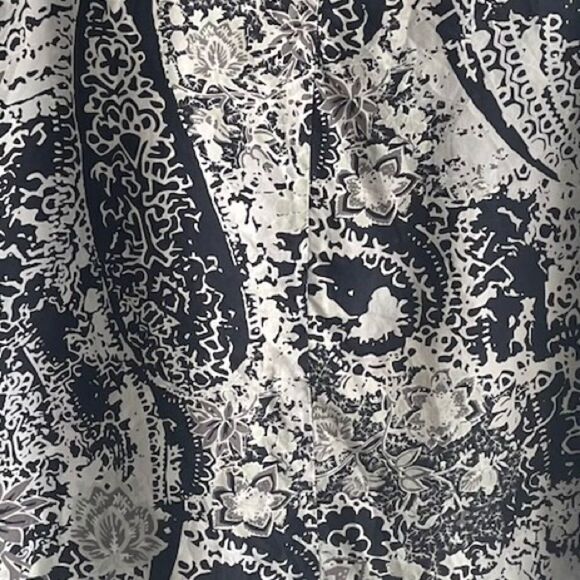 𝅺BANANA REPUBLIC Silk Printed Sleeveless V-Neck Blouse Tank Top Ruffle Belt S - Picture 6 of 7